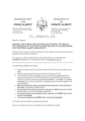 RFQ 198 of 2019 - Upgrading of Poort Pourri Building at Klaarstroom.pdf