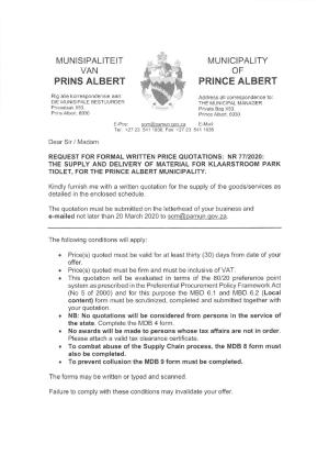 RFQ 77 of 2020 SUPPLY AND DELIVERY OF MATERIAL FOR KLAARSTROOM PARK TOILET.pdf