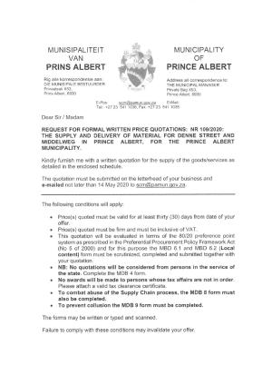 RFQ 109_2020 SUPPLY AND DELIVERY OF MATERIAL FOR DENNE STREET AND MIDDELWEG IN PRINCE ALBERT.pdf