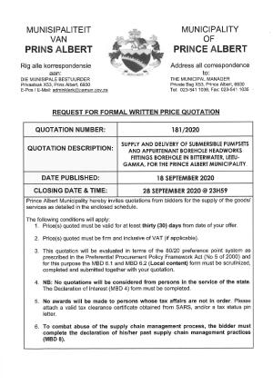 RFQ 181 of 2020 PUMPSETS AND BOREHOLE HEADWORK FITTINGS FOR LEEU-GAMKA.pdf