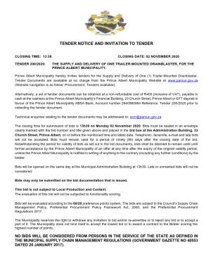 Tender Advert - Tender 200 of 2020 (DRAINBLASTER).docx