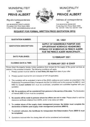 RFQ 25 of 2021 - Borehole Headworks Fittings Prince Albert.pdf