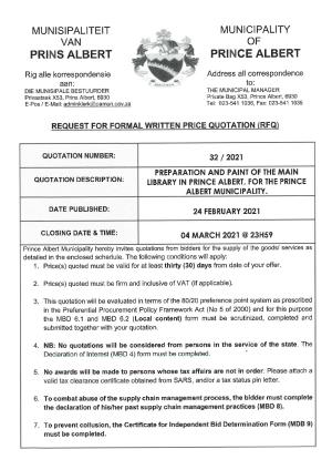 PA Mun RFQ 32 of 2021 - Preparation and Paint of Main Library in Prince Albert.pdf