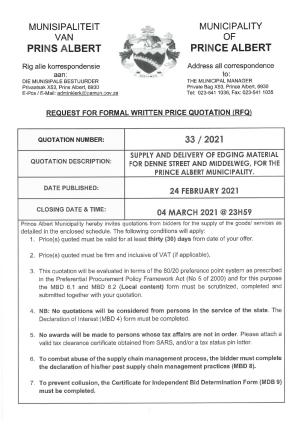 PAMun RFQ 33 of 2021 - Edging Material for Denne Street and Middelweg in Prince Albert.pdf