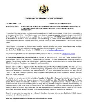 Tender Notice - Tender 28 of 2021 (Upgrade of Roads and Stormwater - Klaarstroom and Prince Albert) FINAL.pdf