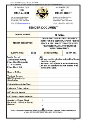 Tender Document - Tender 45 of 2021 (Design and Construction of Pavilion Roofs) FINAL-AA (Protected).docx