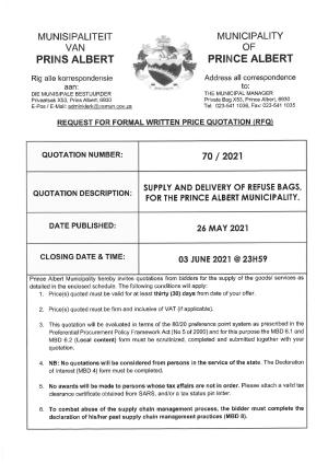 RFQ 70 of 2021 - Refuse Bags.pdf