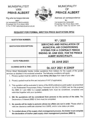 RFQ 97 of 2021 - Service & maintain of municipal air conditioning systems (RFQ DOCUMENT).pdf