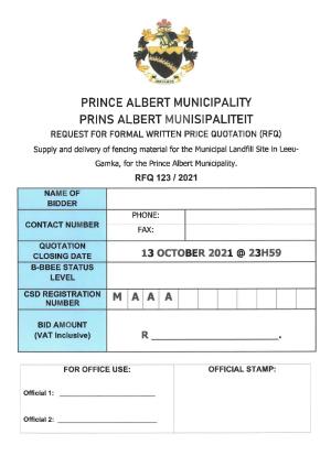 Prince Albert Mun - RFQ 123 of 2021 (Fencing material for Leeu-Gamka landfill site).pdf
