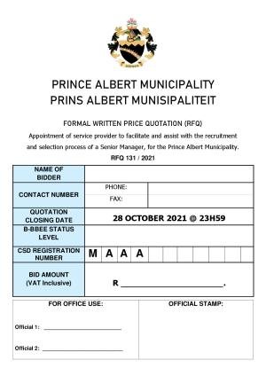 Prince Albert Mun - RFQ 131 of 2021 (Facilitator for vacancy of Senior Manager).pdf