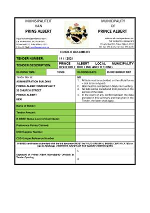 Prince Albert Mun - Tender Document - Tender 141 of 2021 (Borehole Drilling and Testing).pdf