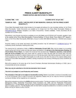 Tender Notice - Prince Albert Mun - Tender 46-2022 New municipal vehicles.pdf