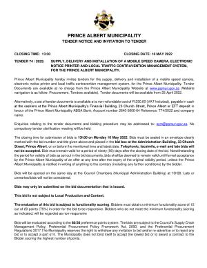 Prince Albert Mun - Tender Notice - Tender 74-2022 Traffic camera, printer & TCMS.pdf