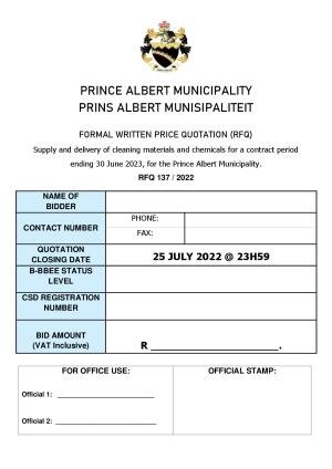 Prince Albert Mun - RFQ 137 of 2022 (Cleaning materials and chemicals ).pdf