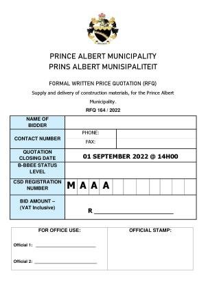 Prince Albert Mun - RFQ Document - RFQ 164 of 2022 (Construction Materials).pdf