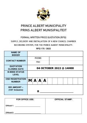 Prince Albert Mun - RFQ Document - RFQ 175 of 2022 (Council Chamber Recording System).pdf