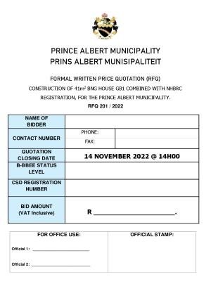 Prince Albert Mun - BID DOCUMENT - RFQ 201 of 2022 (BNG House Prince Albert).pdf