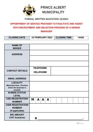 Prince Albert Mun - BID DOCUMENT (RFQ 32 of 2023 - Facilitator for SM Appointment).pdf