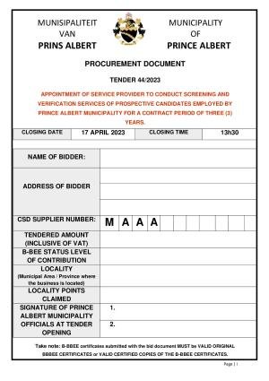 Prince Albert Mun - TENDER DOCUMENT (Tender 44 of 2023 - Vetting and screening verifications).pdf