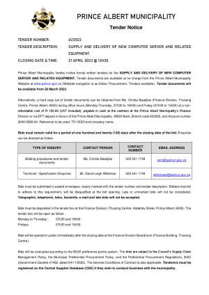 Prince Albert Mun - TENDER NOTICE 61 of 2023 - New Server and Equipment.pdf