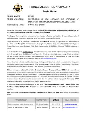 Prince Albert Mun - TENDER NOTICE 70 of 2023 - Upgrade of SW and New Sidewalks in LG.pdf