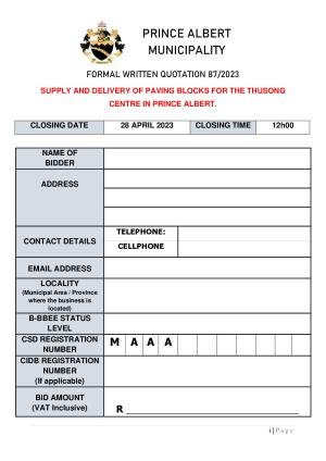 Prince Albert Mun - BID DOCUMENT (RFQ 87 of 2023 - Pavers for Thusong).pdf