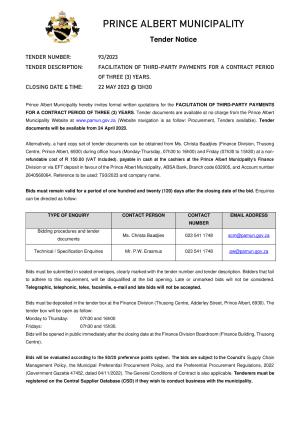 Prince Albert Mun - TENDER NOTICE (Tender 93_2023 - 3rd Party Payments).pdf