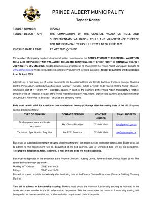 Prince Albert Mun - TENDER NOTICE (Tender 95_2023 - Valuation Services).pdf