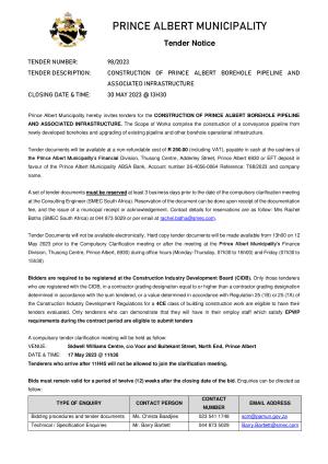 Prince Albert Mun - TENDER NOTICE (Tender 98_2023 Borehole Pipeline Construction).pdf