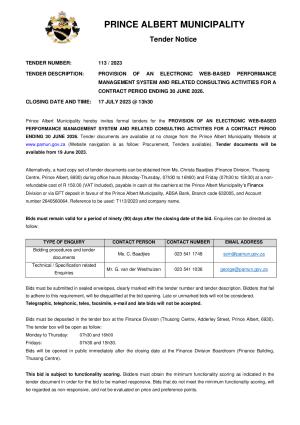 Prince Albert Mun - TENDER NOTICE (Tender 113_2023 - PMS).pdf