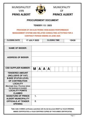 Prince Albert Mun - TENDER DOCUMENT (Tender 113_2023 - PMS).pdf