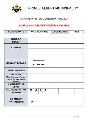 Prince Albert Mun - BID DOCUMENT (RFQ 147_2023 - First Aid Kits).pdf