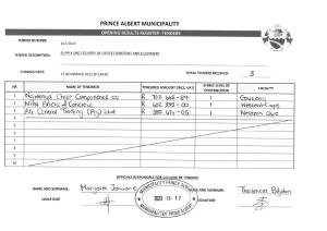 OPENING RESULTS - Tender 167-2023 Office Furniture.pdf
