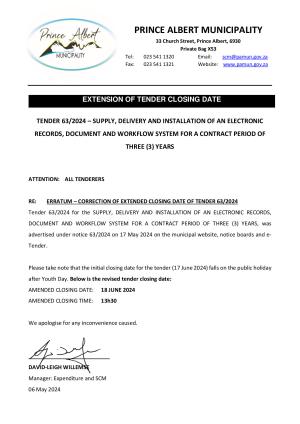 EXTENSION OF CLOSING DATE - Tender 63_2024 (ERM System) 06 June 2024.pdf