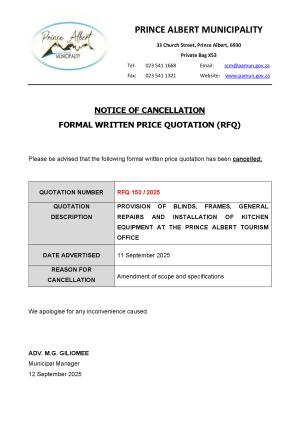 Cancellation Notice - RFQ 150 of 2025.pdf