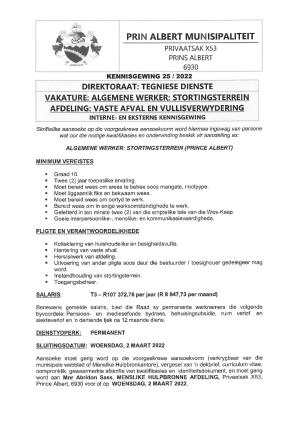 Kennisgewing 25-2022 - Algemene Werker Stortingsterring Prince Albert.pdf