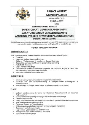 Kennisgewing 49-2022 - Snr Verkeersbeampte - 28 Maart 2022.pdf