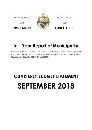 Section 52(d) Report - Quarter 1 July to September 2018