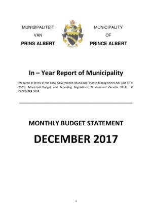 Monthly Report - December 2017