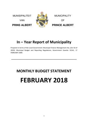 Monthly Report - February 2018