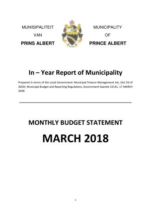 Monthly Report - March 2018