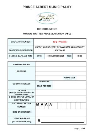 RFQ 177/2025 - SUPPLY AND DELIVERY OF COMPUTER AND SECURITY SOFTWARE