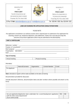 Land use pre-application consultation form