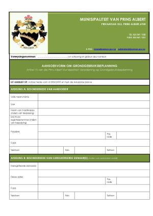 Land use application form