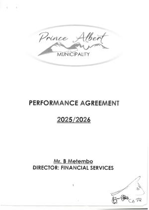 Performance Agreement - Director Financial Services - B Metembo