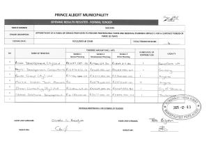 OPENING RESULTS - Tender 182_2025