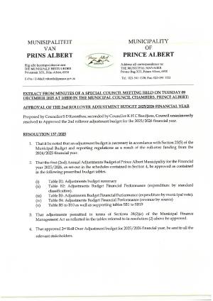 Adjustments Budget - 2025/2026