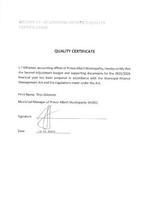 Quality Certificate