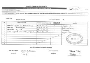 Opening Results - Tender 189_2025