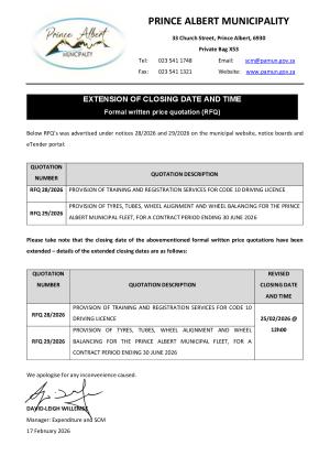 Addendum Nr. 1 - RFQ 28_2026 & RFQ 29_2026